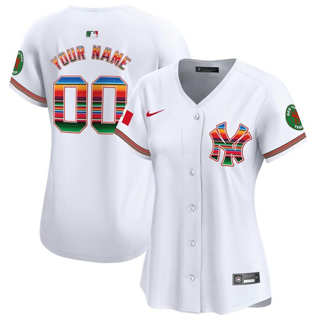 Women's New York Yankees Customized White Mexico Vapor Premier Limited Stitched Baseball Jersey(Run Small) Women's New York Yankees Customized White Mexico Vapor Premier Limited Stitched Baseball Jersey(Run Small)